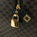 CELINE Macadam Canvas Boston Bag PVC Leather Black Gold Auth am11585V-16