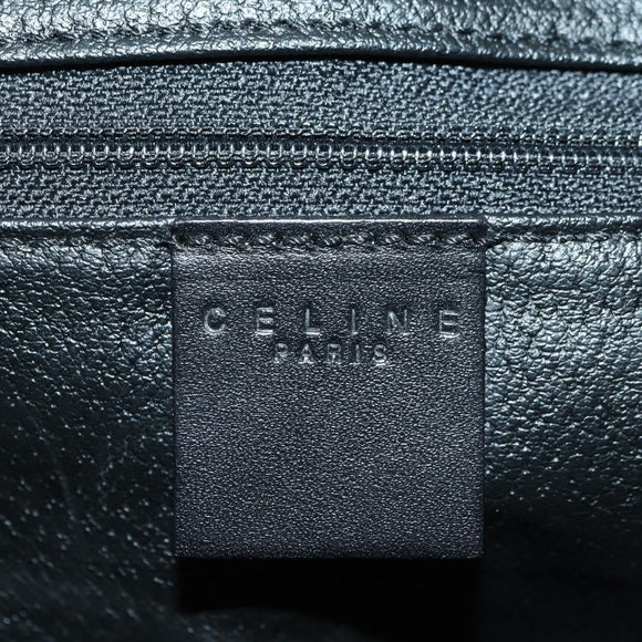 CELINE Macadam Canvas Boston Bag PVC Leather Black Gold Auth am11585V