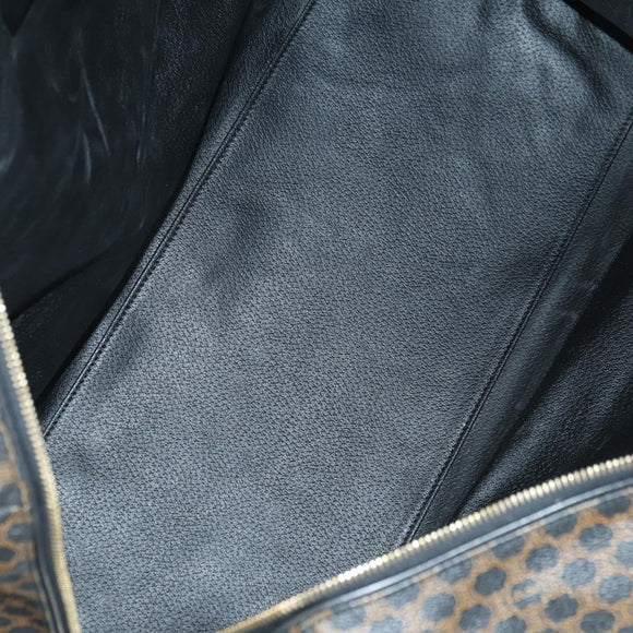 CELINE Macadam Canvas Boston Bag PVC Leather Black Gold Auth am11585V