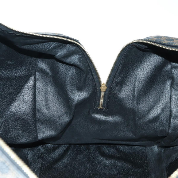 CELINE Macadam Canvas Boston Bag PVC Leather Black Gold Auth am11585V