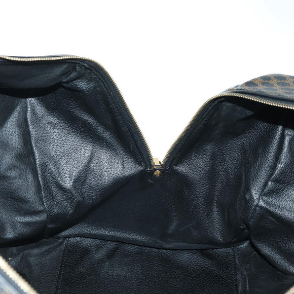 CELINE Macadam Canvas Boston Bag PVC Leather Black Gold Auth am11585V