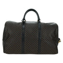 CELINE Macadam Canvas Boston Bag PVC Leather Black Gold Auth am11585V-3