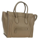 CELINE Luggage Mini Shopper Hand Bag Leather Beige Gold Auth am11586V-1