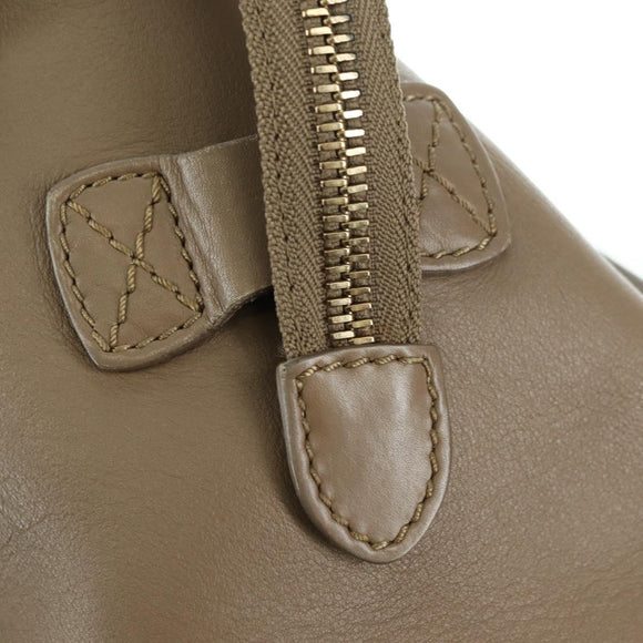 CELINE Luggage Mini Shopper Hand Bag Leather Beige Gold Auth am11586V