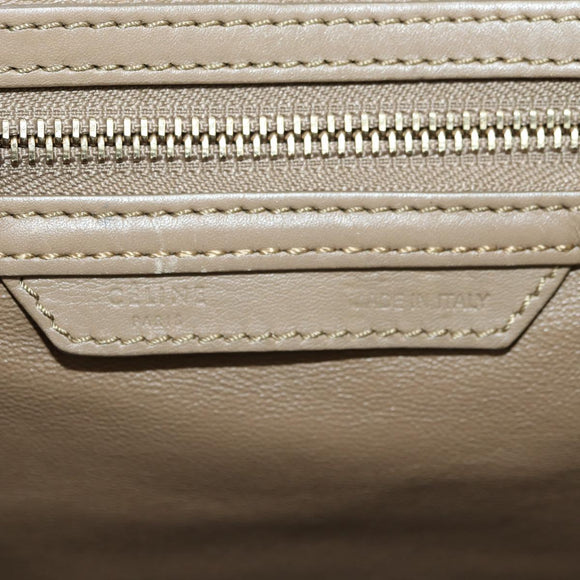 CELINE Luggage Mini Shopper Hand Bag Leather Beige Gold Auth am11586V