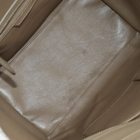 CELINE Luggage Mini Shopper Hand Bag Leather Beige Gold Auth am11586V