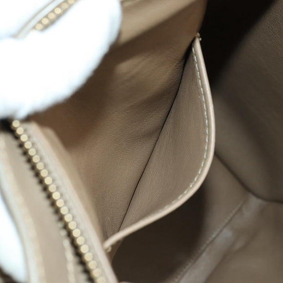 CELINE Luggage Mini Shopper Hand Bag Leather Beige Gold Auth am11586V