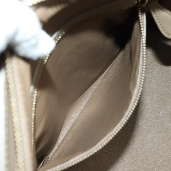 CELINE Luggage Mini Shopper Hand Bag Leather Beige Gold Auth am11586V