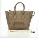 CELINE Luggage Mini Shopper Hand Bag Leather Beige Gold Auth am11586V-26