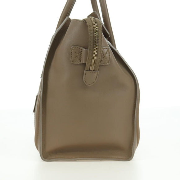 CELINE Luggage Mini Shopper Hand Bag Leather Beige Gold Auth am11586V