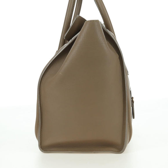 CELINE Luggage Mini Shopper Hand Bag Leather Beige Gold Auth am11586V