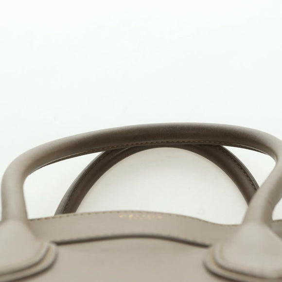 CELINE Luggage Mini Shopper Hand Bag Leather Beige Gold Auth am11586V