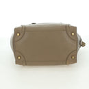 CELINE Luggage Mini Shopper Hand Bag Leather Beige Gold Auth am11586V-9