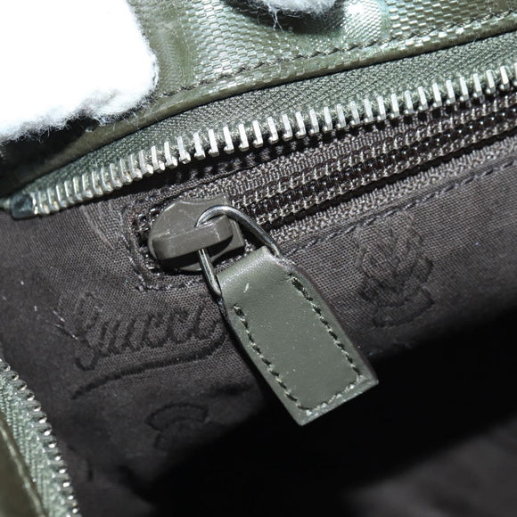 GUCCI GG Implementation Shoulder Bag PVC Silver Khaki 201538 Auth am11587V