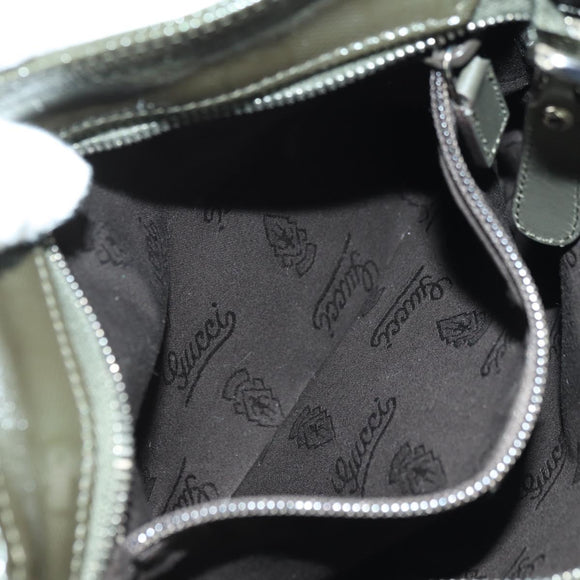 GUCCI GG Implementation Shoulder Bag PVC Silver Khaki 201538 Auth am11587V