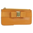 Salvatore Ferragamo Vala Fragment Coin Purse Leather Yellow Gold Auth am11593V-1