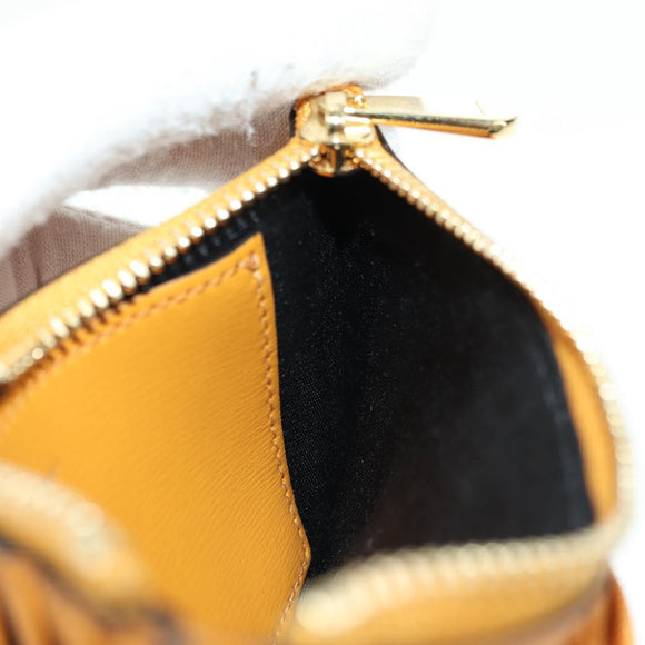 Salvatore Ferragamo Vala Fragment Coin Purse Leather Yellow Gold Auth am11593V