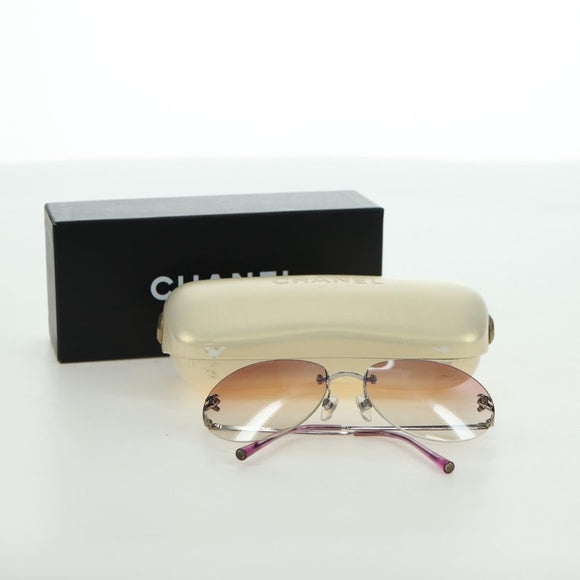 CHANEL Randloze CC Zonnebril metaal Paars CC Auth am11594V