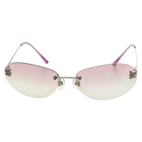 CHANEL Randloze CC Zonnebril metaal Paars CC Auth am11594V