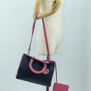 Christian Dior Lady Dior Tricolor Bag Leather 2way Navy Silver Auth am11597SAM-28
