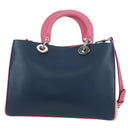 Christian Dior Lady Dior Tricolor Bag Leather 2way Navy Silver Auth am11597SAM-3