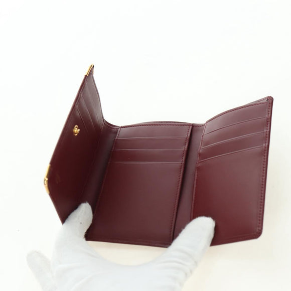 CARTIER Must Line Trifold Wallet Leather Bordeaux Gold Auth am11599V