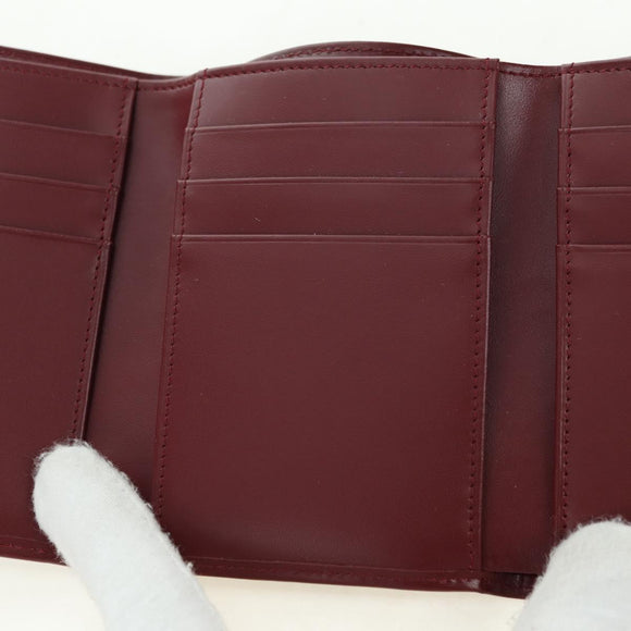 CARTIER Must Line Trifold Wallet Leather Bordeaux Gold Auth am11599V