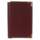 CARTIER Must Line Trifold Wallet Leather Bordeaux Gold Auth am11599V-2