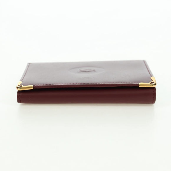 CARTIER Must Line Trifold Wallet Leather Bordeaux Gold Auth am11599V