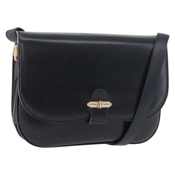 GUCCI Old Shoulder Bag Leather Black Gold 001 406 0621 Auth am11600