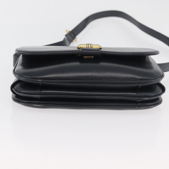 GUCCI Old Shoulder Bag Leather Black Gold 001 406 0621 Auth am11600