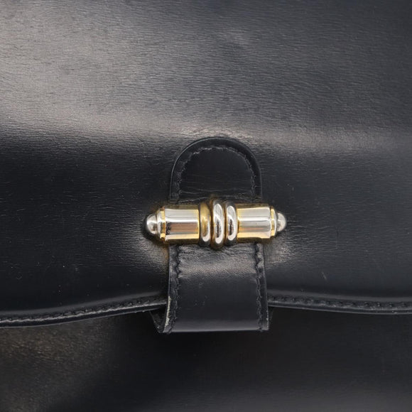 GUCCI Old Shoulder Bag Leather Black Gold 001 406 0621 Auth am11600