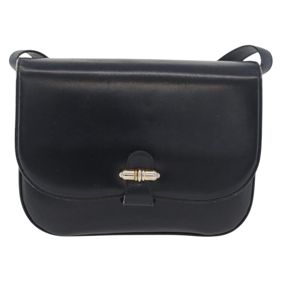 GUCCI Old Shoulder Bag Leather Black Gold 001 406 0621 Auth am11600