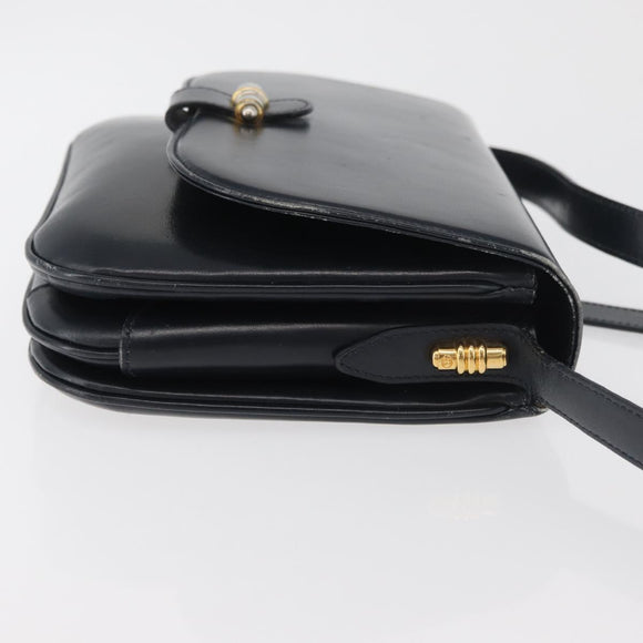 GUCCI Old Shoulder Bag Leather Black Gold 001 406 0621 Auth am11600