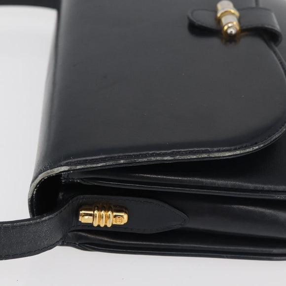 GUCCI Old Shoulder Bag Leather Black Gold 001 406 0621 Auth am11600