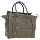 CELINE Luggage Mini Shopper Hand Bag Leather Gray Silver Auth am11602V-1