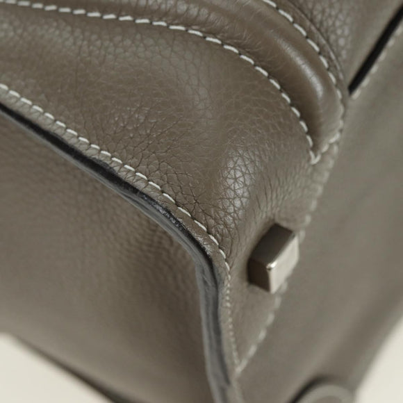 CELINE Luggage Mini Shopper Hand Bag Leather Gray Silver Auth am11602V