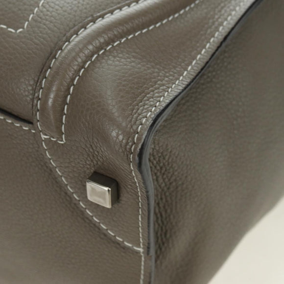 CELINE Luggage Mini Shopper Hand Bag Leather Gray Silver Auth am11602V