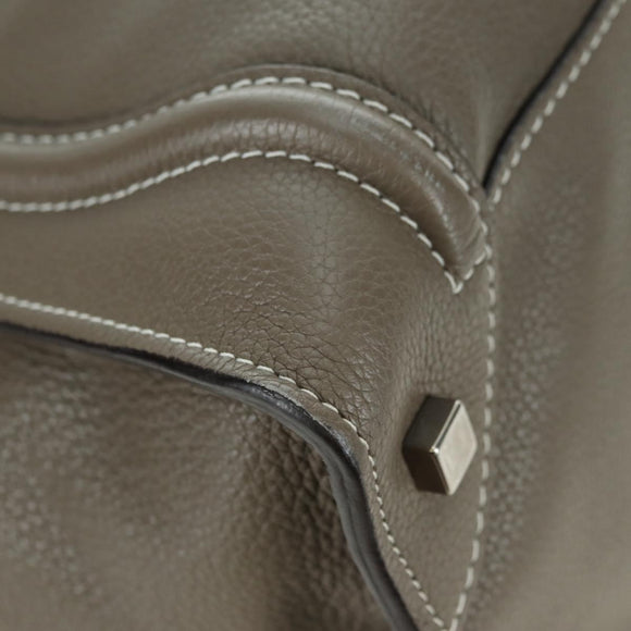 CELINE Luggage Mini Shopper Hand Bag Leather Gray Silver Auth am11602V