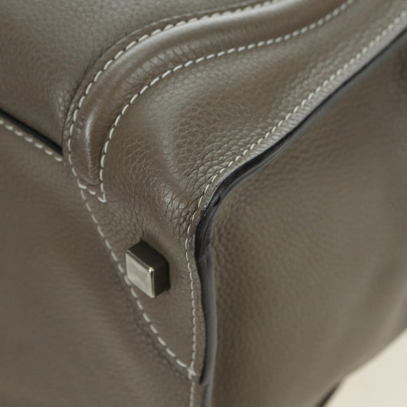 CELINE Luggage Mini Shopper Hand Bag Leather Gray Silver Auth am11602V
