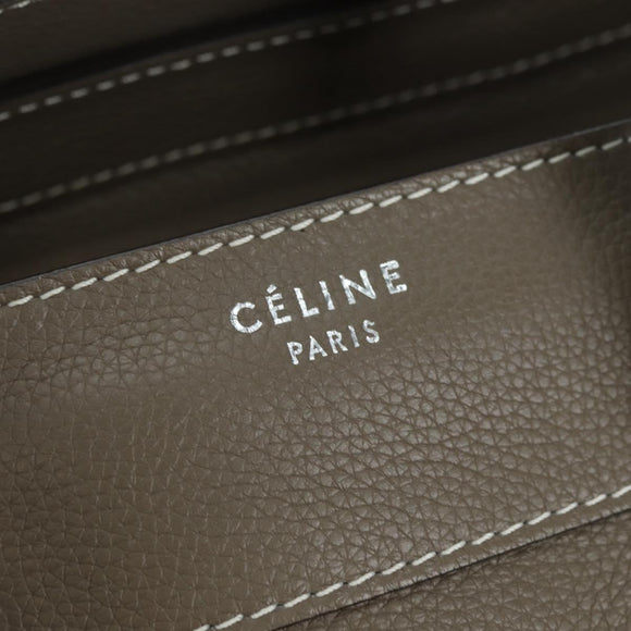 CELINE Luggage Mini Shopper Hand Bag Leather Gray Silver Auth am11602V