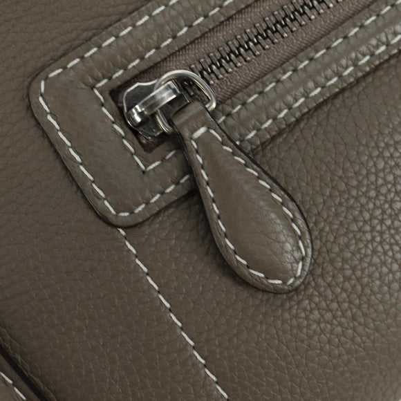 CELINE Luggage Mini Shopper Hand Bag Leather Gray Silver Auth am11602V