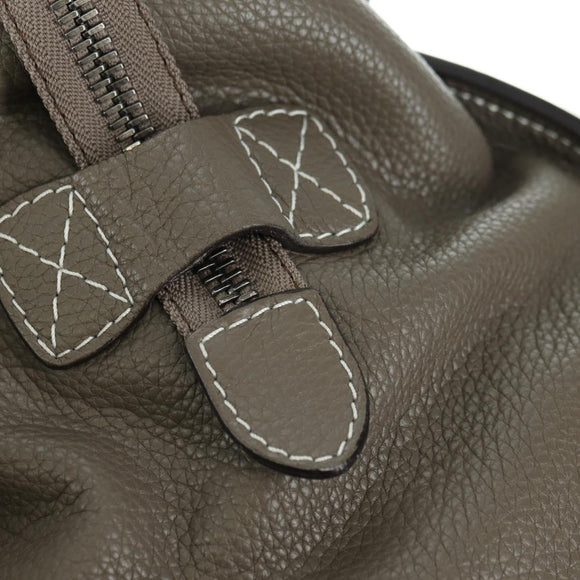 CELINE Luggage Mini Shopper Hand Bag Leather Gray Silver Auth am11602V