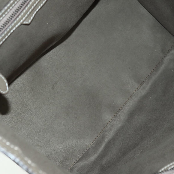CELINE Luggage Mini Shopper Hand Bag Leather Gray Silver Auth am11602V