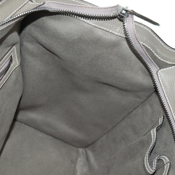 CELINE Luggage Mini Shopper Hand Bag Leather Gray Silver Auth am11602V