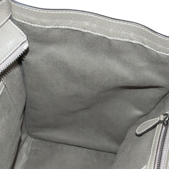 CELINE Luggage Mini Shopper Hand Bag Leather Gray Silver Auth am11602V