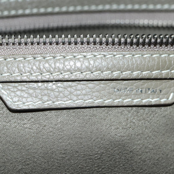 CELINE Luggage Mini Shopper Hand Bag Leather Gray Silver Auth am11602V