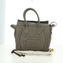 CELINE Luggage Mini Shopper Hand Bag Leather Gray Silver Auth am11602V-12