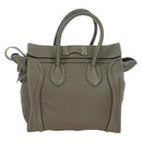 CELINE Luggage Mini Shopper Hand Bag Leather Gray Silver Auth am11602V-2