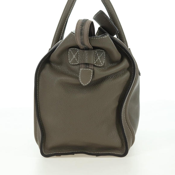 CELINE Luggage Mini Shopper Hand Bag Leather Gray Silver Auth am11602V